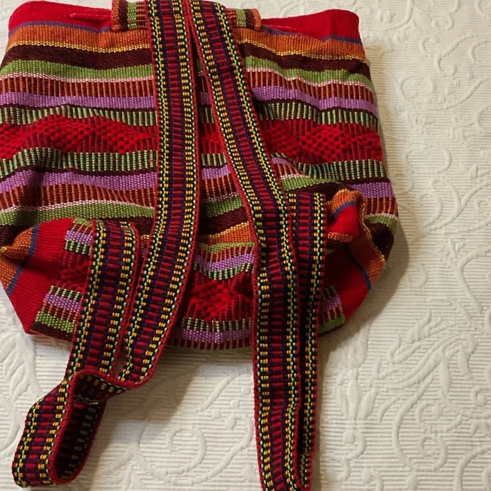 Tulum Mexico Red Striped Woven Tote Bag